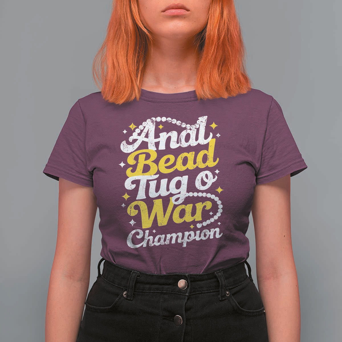 Funny Anal Bead Tug O War T Shirt For Women Inappropriate Adult Humor Weird Cringe - Wonder Print Shop