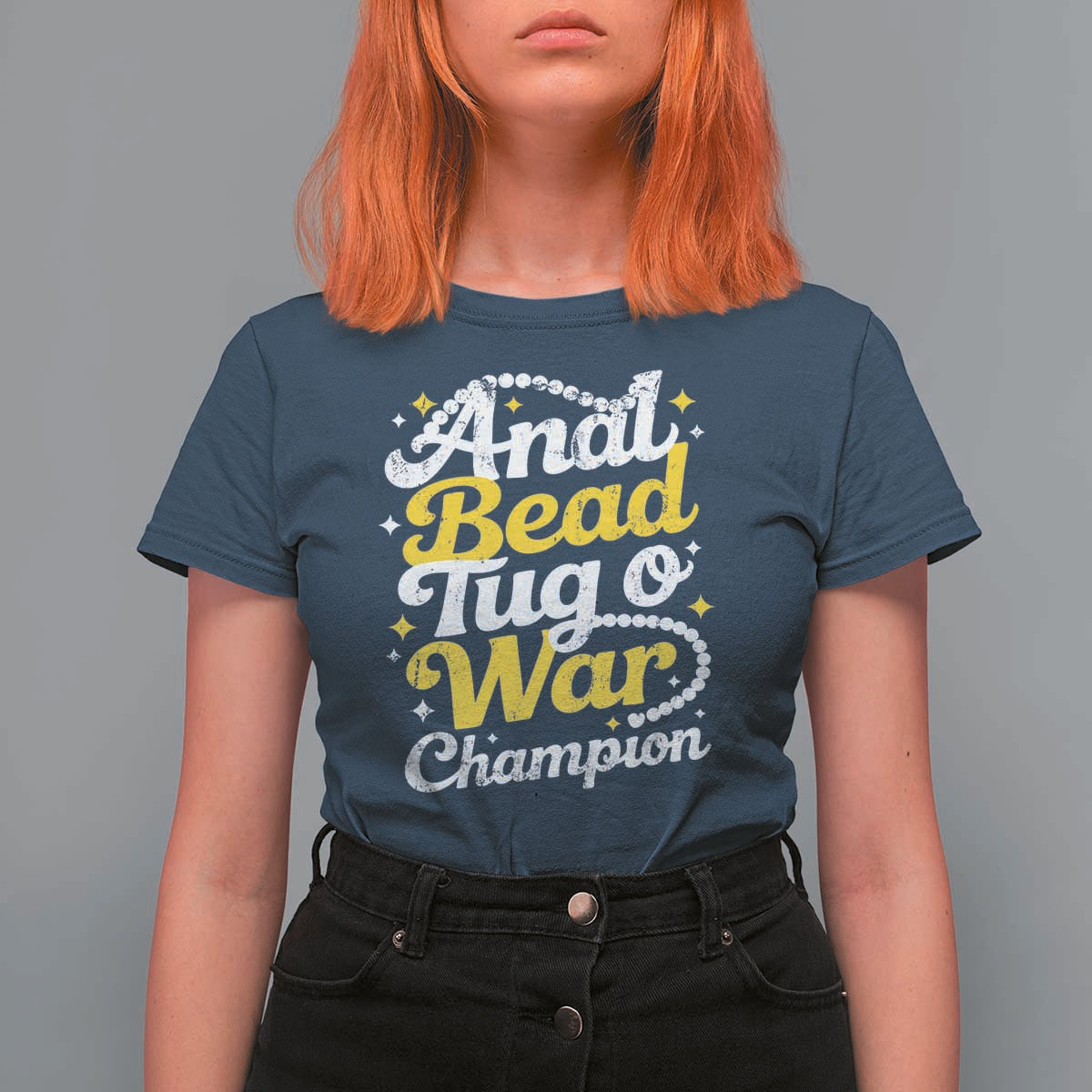 Funny Anal Bead Tug O War T Shirt For Women Inappropriate Adult Humor Weird Cringe - Wonder Print Shop