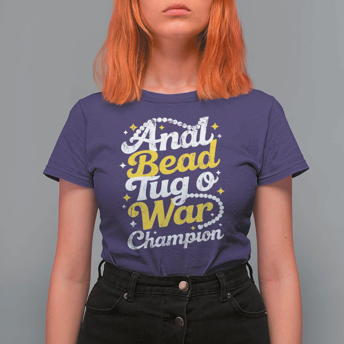 Funny Anal Bead Tug O War T Shirt For Women Inappropriate Adult Humor Weird Cringe - Wonder Print Shop