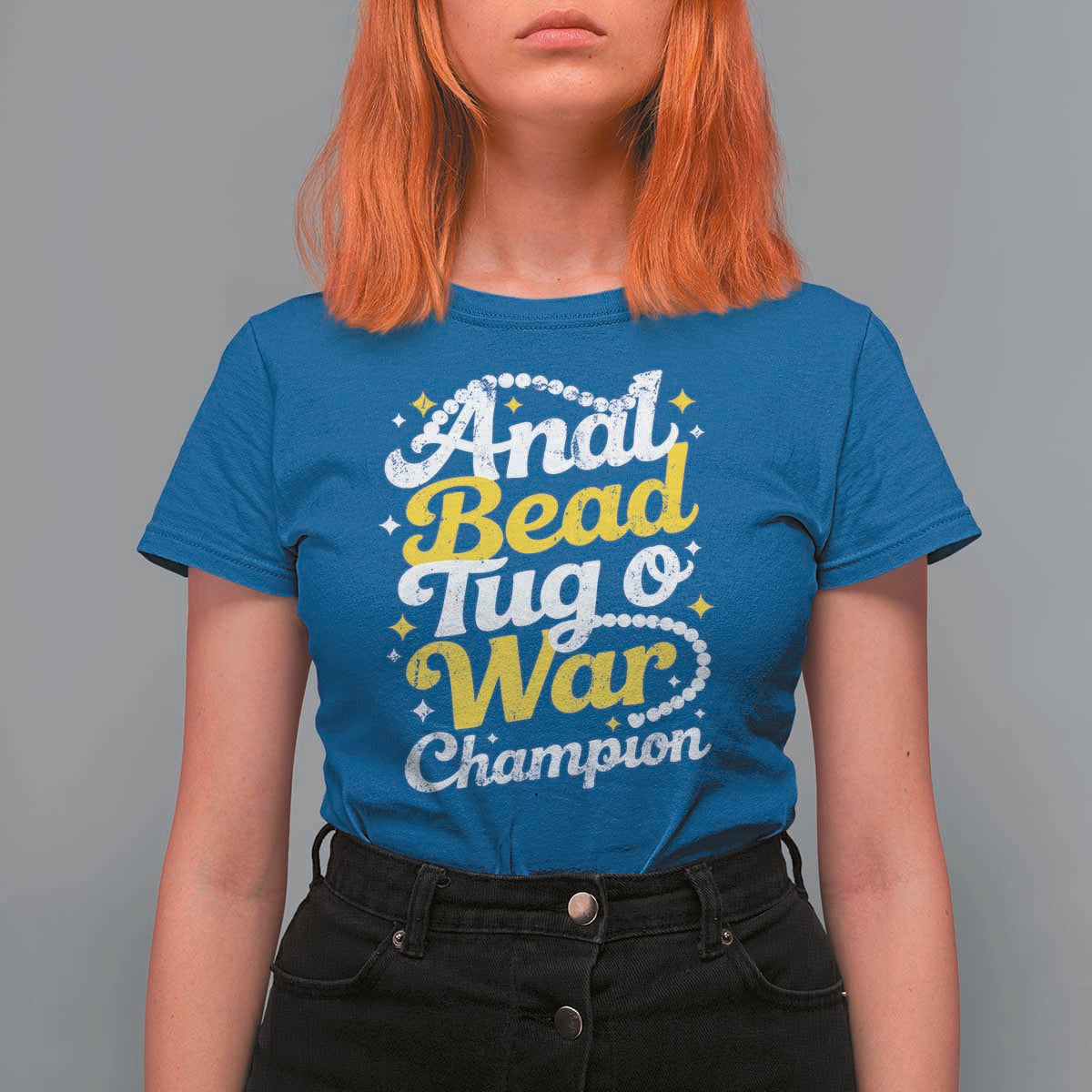 Funny Anal Bead Tug O War T Shirt For Women Inappropriate Adult Humor Weird Cringe - Wonder Print Shop