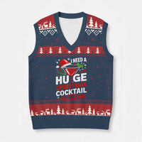 I Need A Huge Xmas Cocktail Hold The Tail V-Neck Knit Sweater Vest Funny Adult Humor Party Drinking - Wonder Print Shop