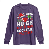 I Need A Huge Christmas Cocktail Hold The Tail Long Sleeve Shirt Funny Adult Humor Party Drinking - Wonder Print Shop