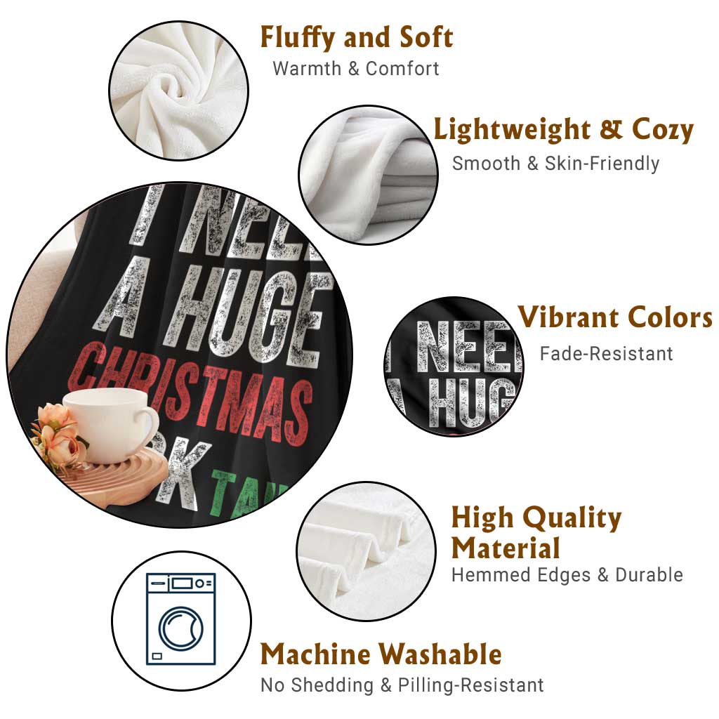 I Need A Huge Christmas Cocktail Throw Blanket Funny Adult Humor Xmas Party Drinking - Wonder Print Shop