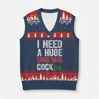 I Need A Huge Christmas Cocktail V-Neck Knit Sweater Vest Funny Adult Humor Xmas Party Drinking - Wonder Print Shop