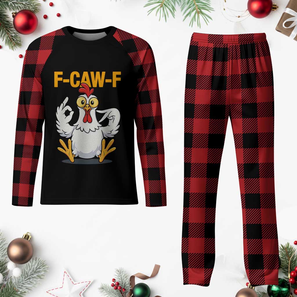 Funny F Caw F 67 Meme Plaid Pajama Set Cartoon Chicken Poultry Humor - Wonder Print Shop