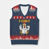 Funny F Caw F 67 Meme V-Neck Knit Sweater Vest Cartoon Chicken Poultry Humor - Wonder Print Shop