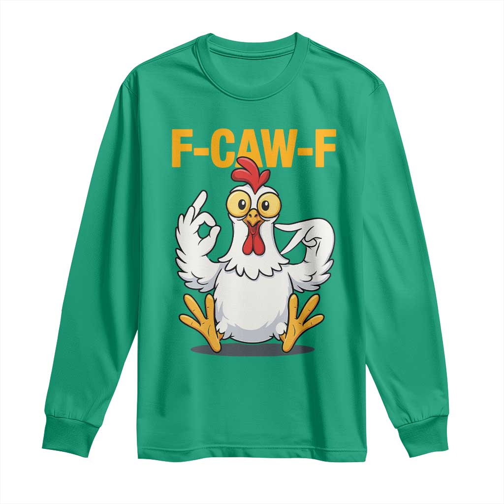 Funny F Caw F 67 Meme Long Sleeve Shirt Cartoon Chicken Poultry Humor - Wonder Print Shop