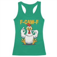 Funny F Caw F 67 Meme Racerback Tank Top Cartoon Chicken Poultry Humor - Wonder Print Shop