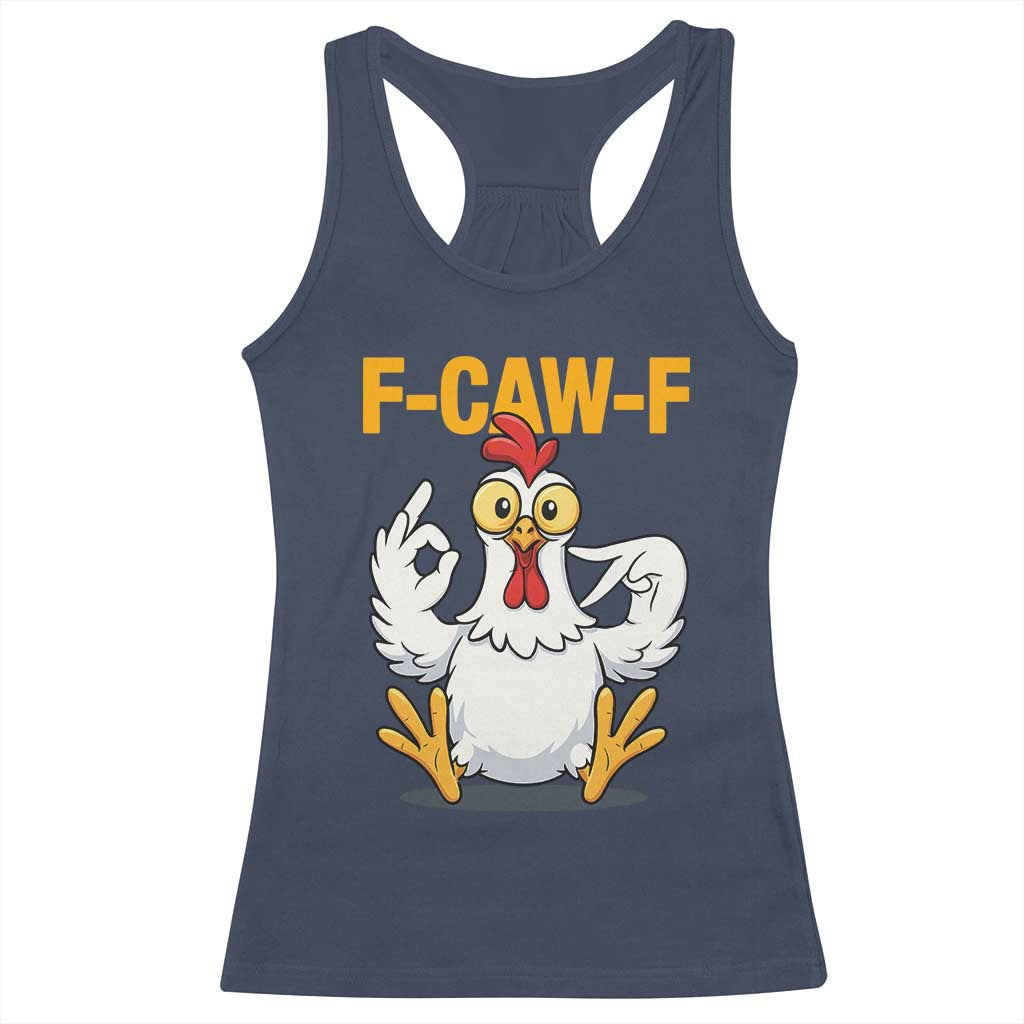 Funny F Caw F 67 Meme Racerback Tank Top Cartoon Chicken Poultry Humor - Wonder Print Shop