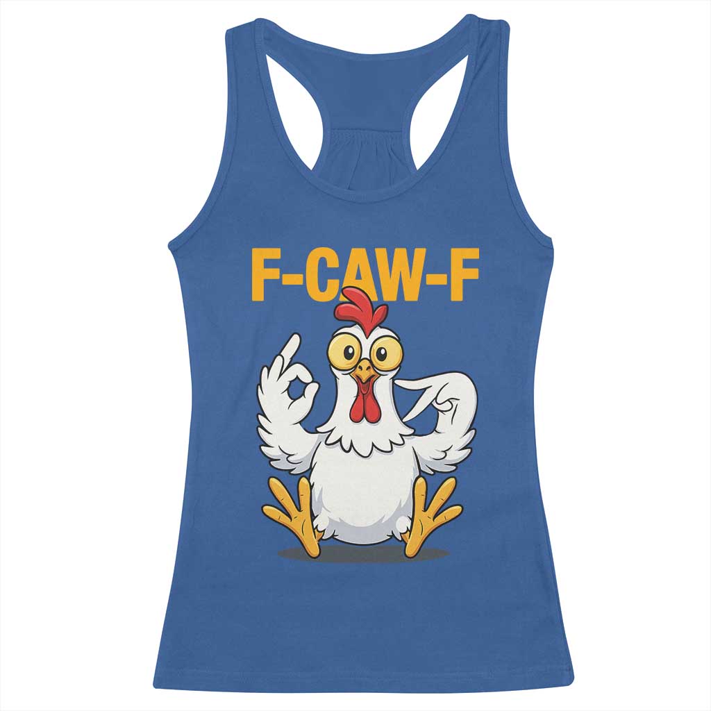 Funny F Caw F 67 Meme Racerback Tank Top Cartoon Chicken Poultry Humor - Wonder Print Shop