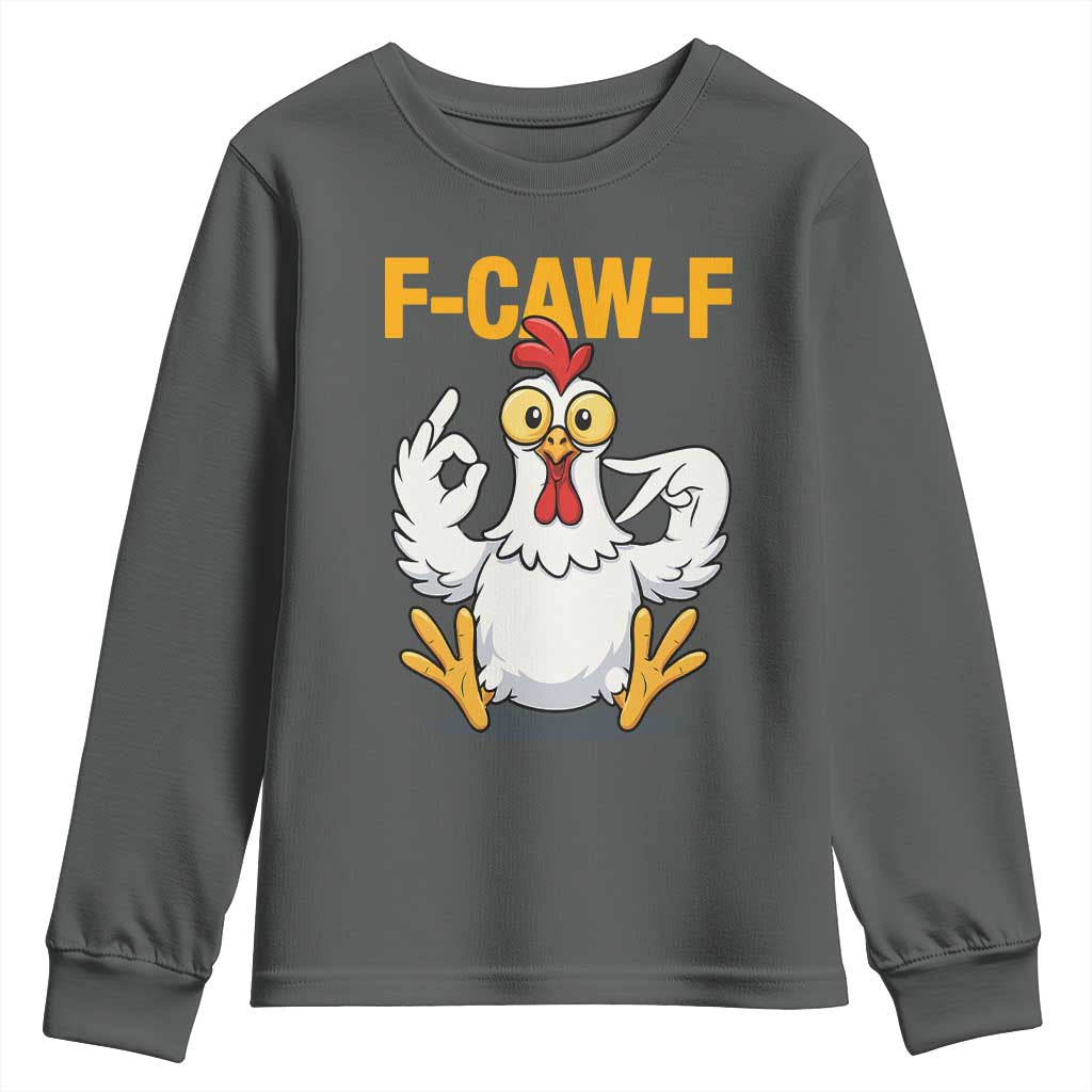 Funny F Caw F 67 Meme Youth Sweatshirt Cartoon Chicken Poultry Humor - Wonder Print Shop