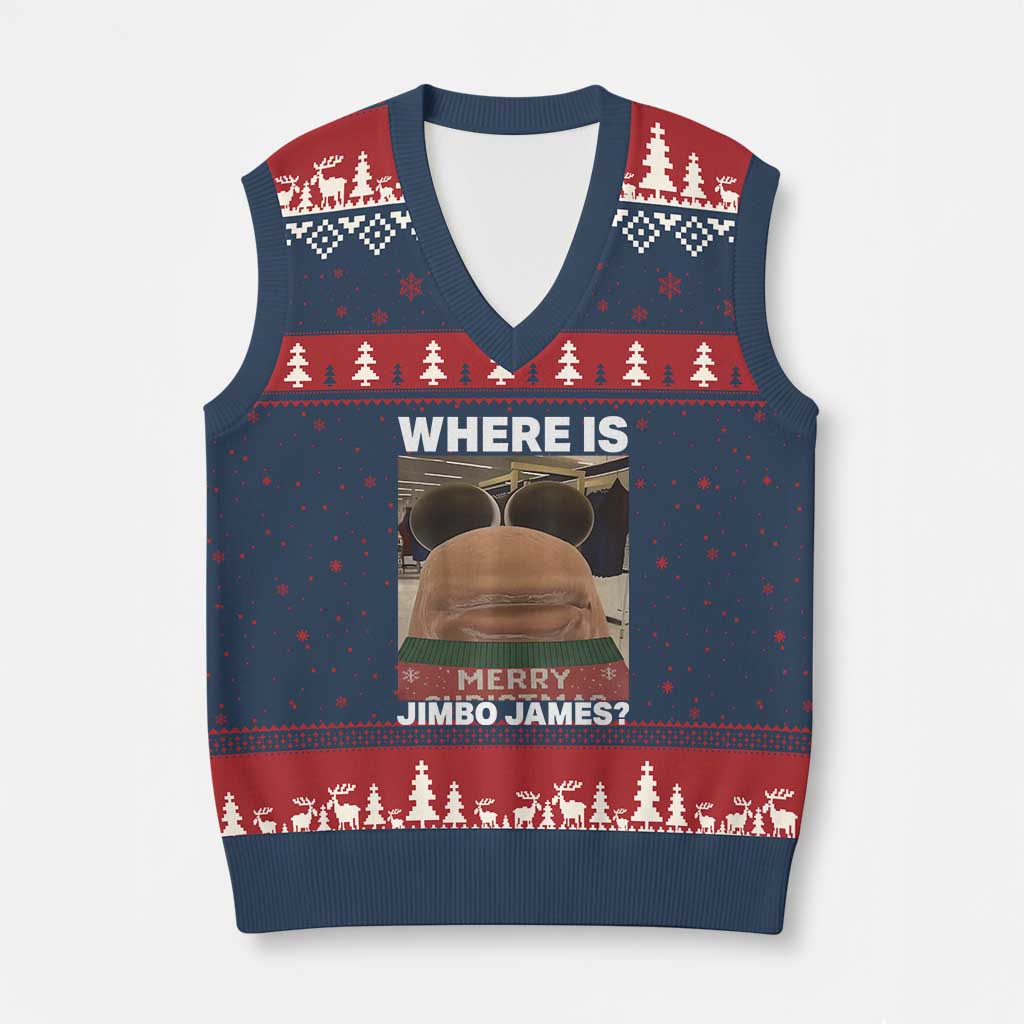 Funny Marcus The Worm Xmas V-Neck Knit Sweater Vest Where Is Jimbo James Xmas Ugly Sweater - Wonder Print Shop