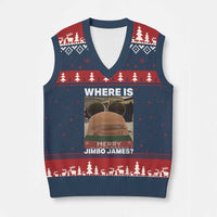 Funny Marcus The Worm Xmas V-Neck Knit Sweater Vest Where Is Jimbo James Xmas Ugly Sweater - Wonder Print Shop