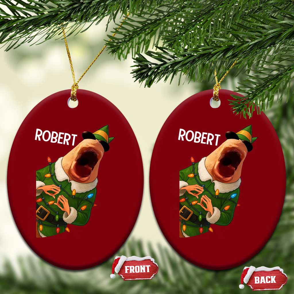 Funny Christmas Marcus The Worm Robert Xmas Elf Ceramic Ornament - Wonder Print Shop