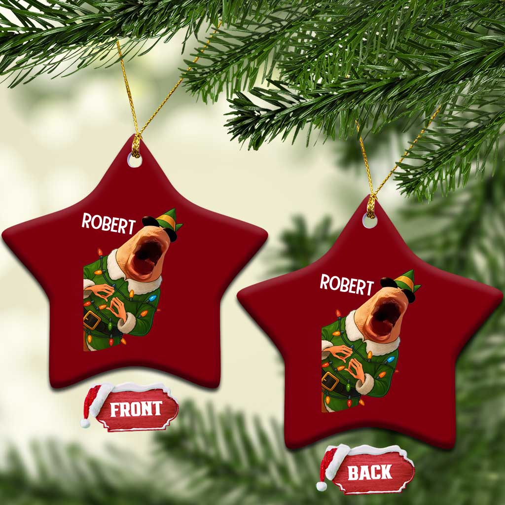 Funny Christmas Marcus The Worm Robert Xmas Elf Ceramic Ornament - Wonder Print Shop