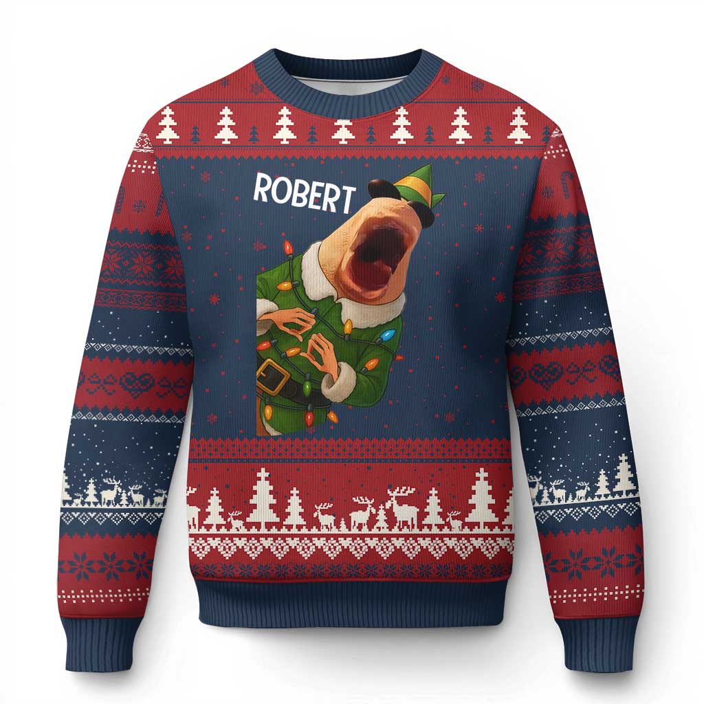 Funny Xmas Marcus The Worm Robert Xmas Elf Ugly Christmas Sweater - Wonder Print Shop