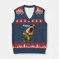 Funny Xmas Marcus The Worm Robert Xmas Elf V-Neck Knit Sweater Vest - Wonder Print Shop