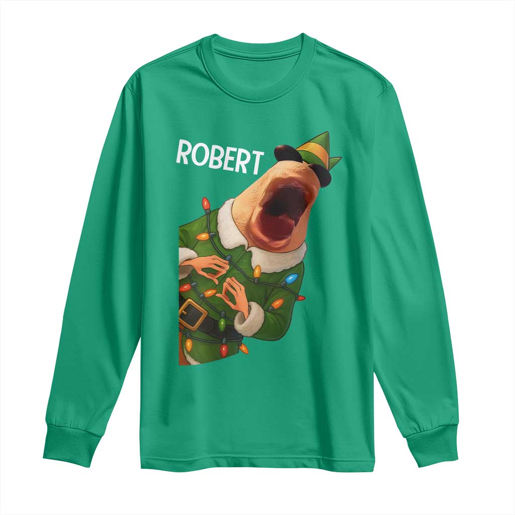 Funny Christmas Marcus The Worm Robert Xmas Elf Long Sleeve Shirt - Wonder Print Shop