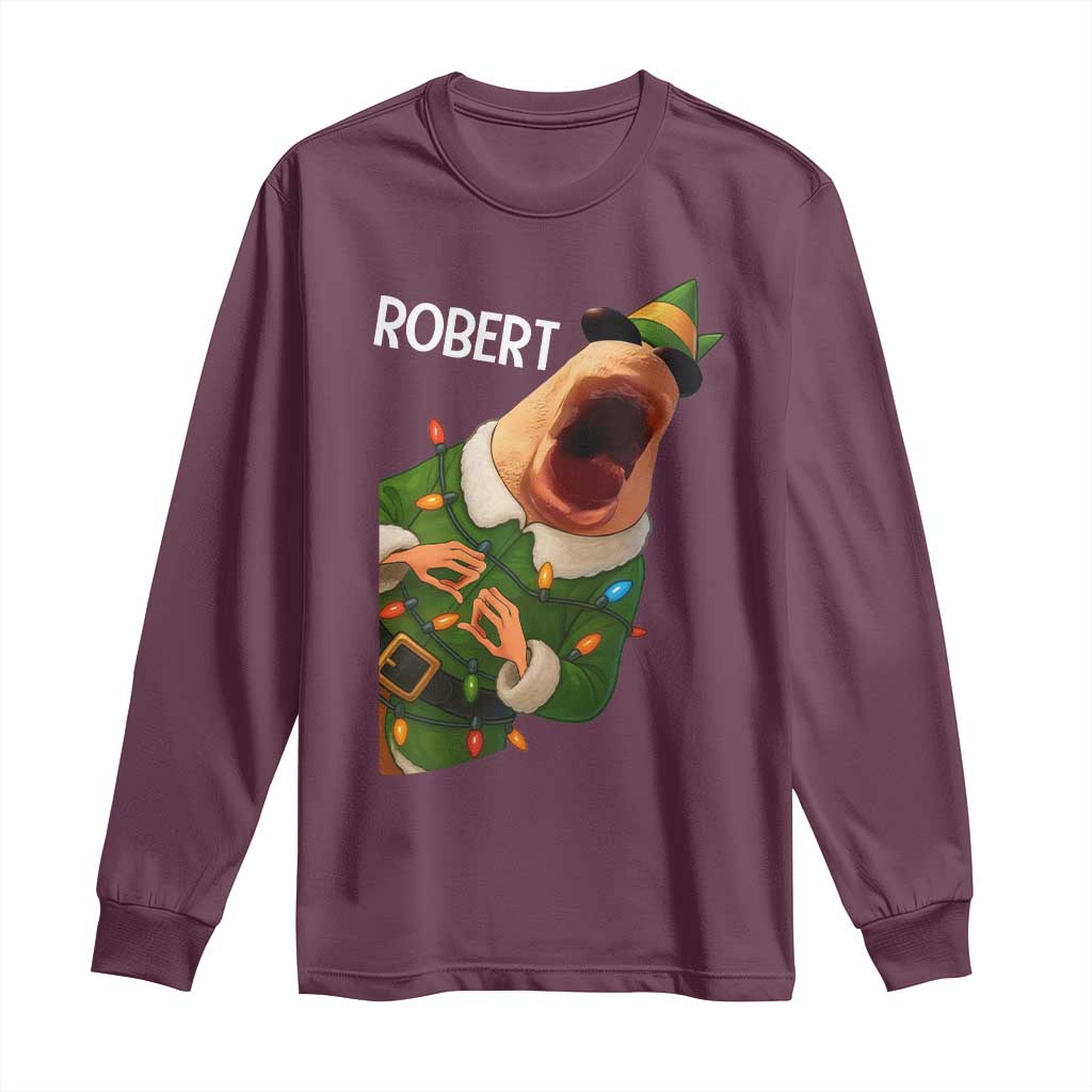 Funny Christmas Marcus The Worm Robert Xmas Elf Long Sleeve Shirt - Wonder Print Shop