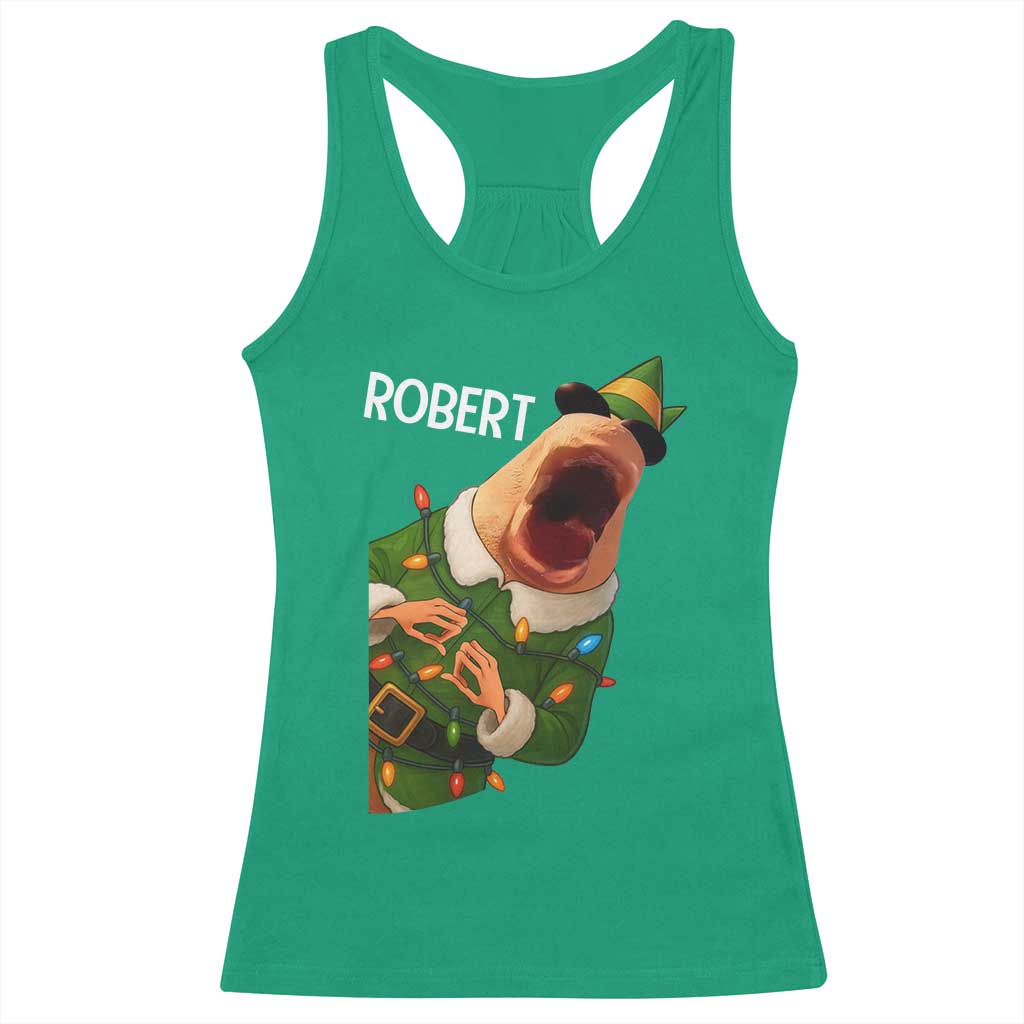 Funny Christmas Marcus The Worm Robert Xmas Elf Racerback Tank Top - Wonder Print Shop