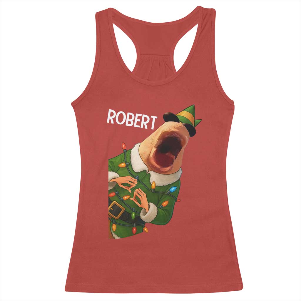 Funny Christmas Marcus The Worm Robert Xmas Elf Racerback Tank Top - Wonder Print Shop