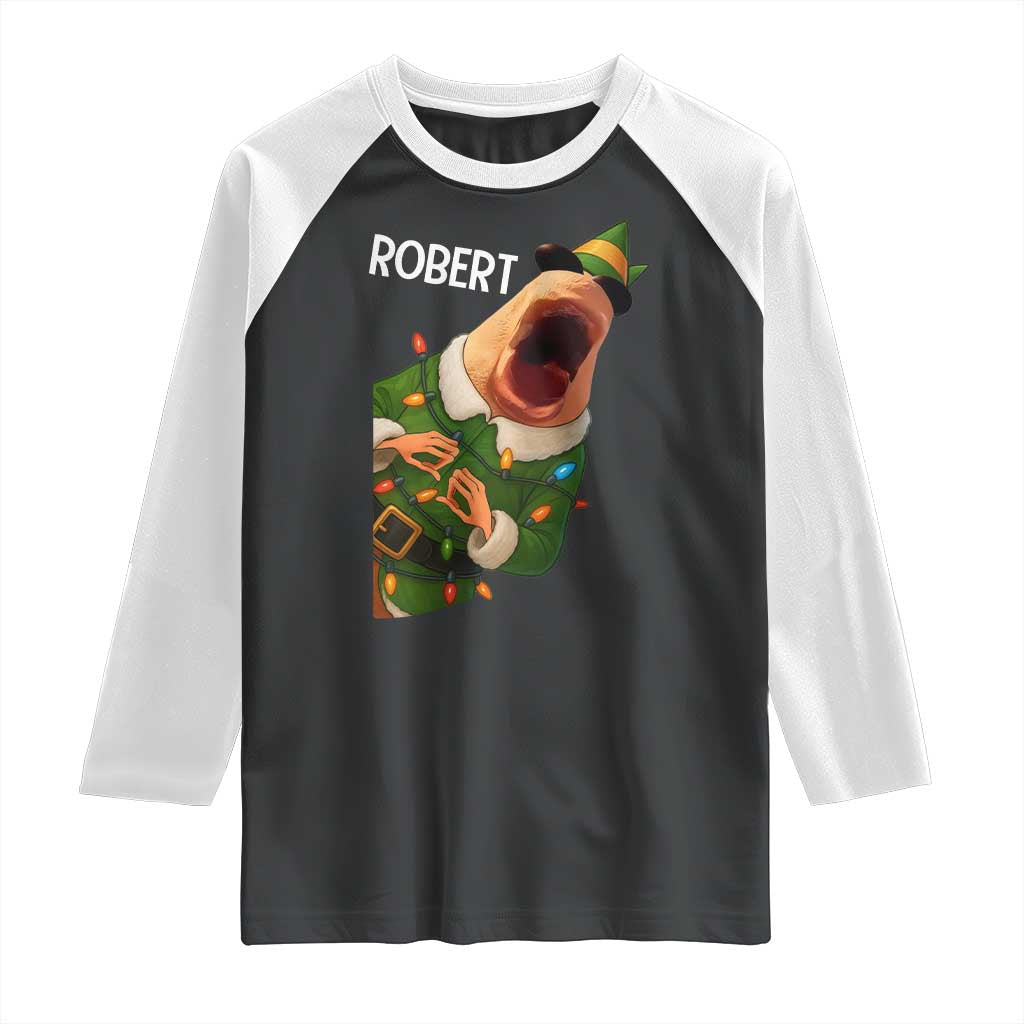Funny Christmas Marcus The Worm Robert Xmas Elf Raglan Shirt - Wonder Print Shop