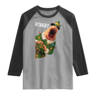 Funny Christmas Marcus The Worm Robert Xmas Elf Raglan Shirt - Wonder Print Shop