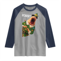 Funny Christmas Marcus The Worm Robert Xmas Elf Raglan Shirt - Wonder Print Shop