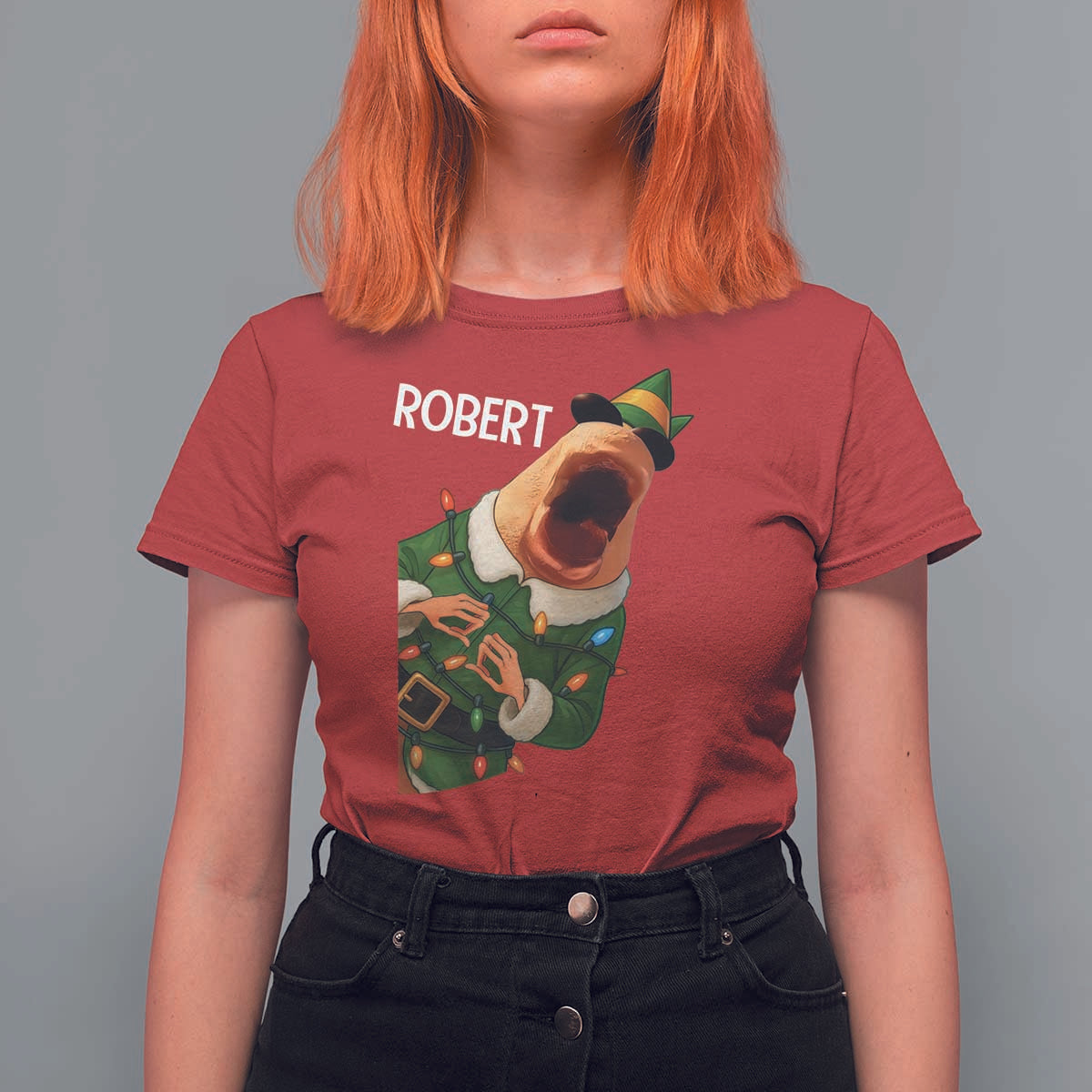 Funny Christmas Marcus The Worm Robert Xmas Elf T Shirt For Women - Wonder Print Shop