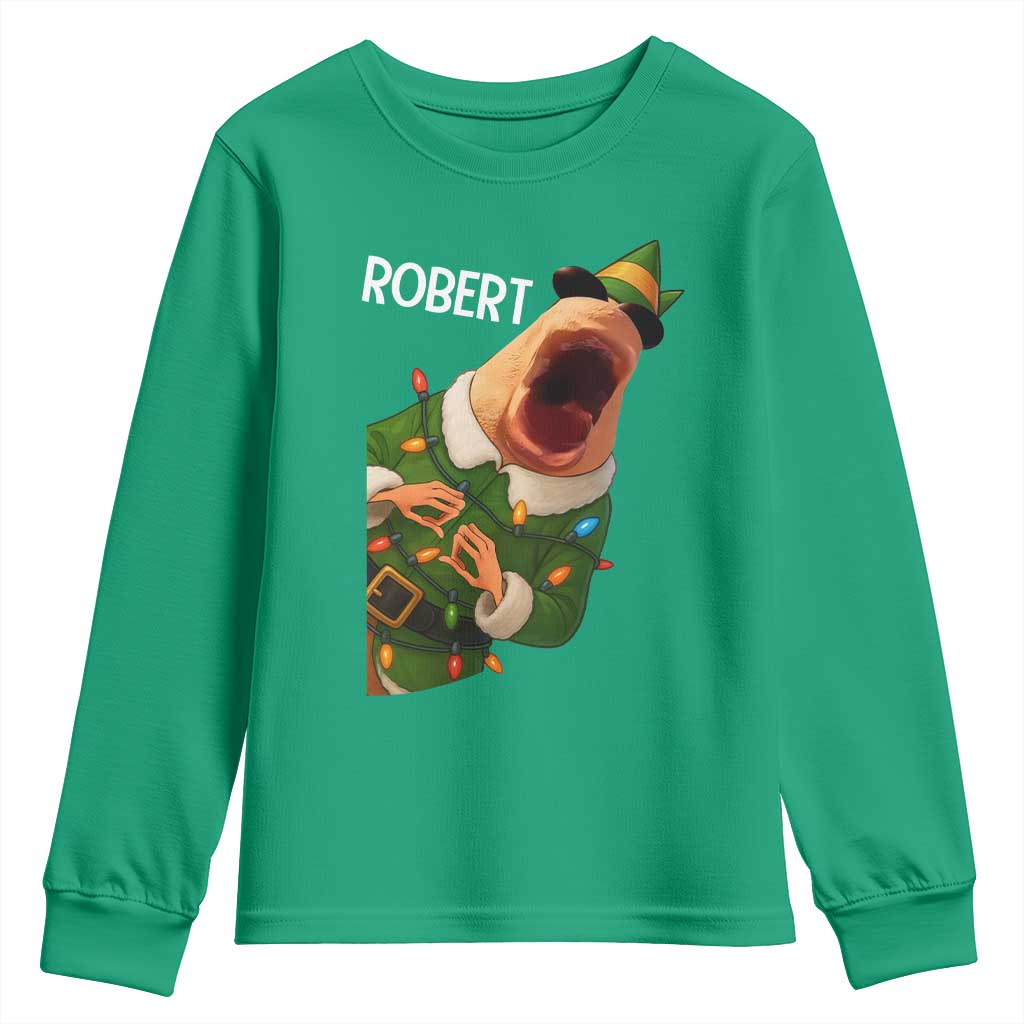 Funny Christmas Marcus The Worm Robert Xmas Elf Youth Sweatshirt - Wonder Print Shop