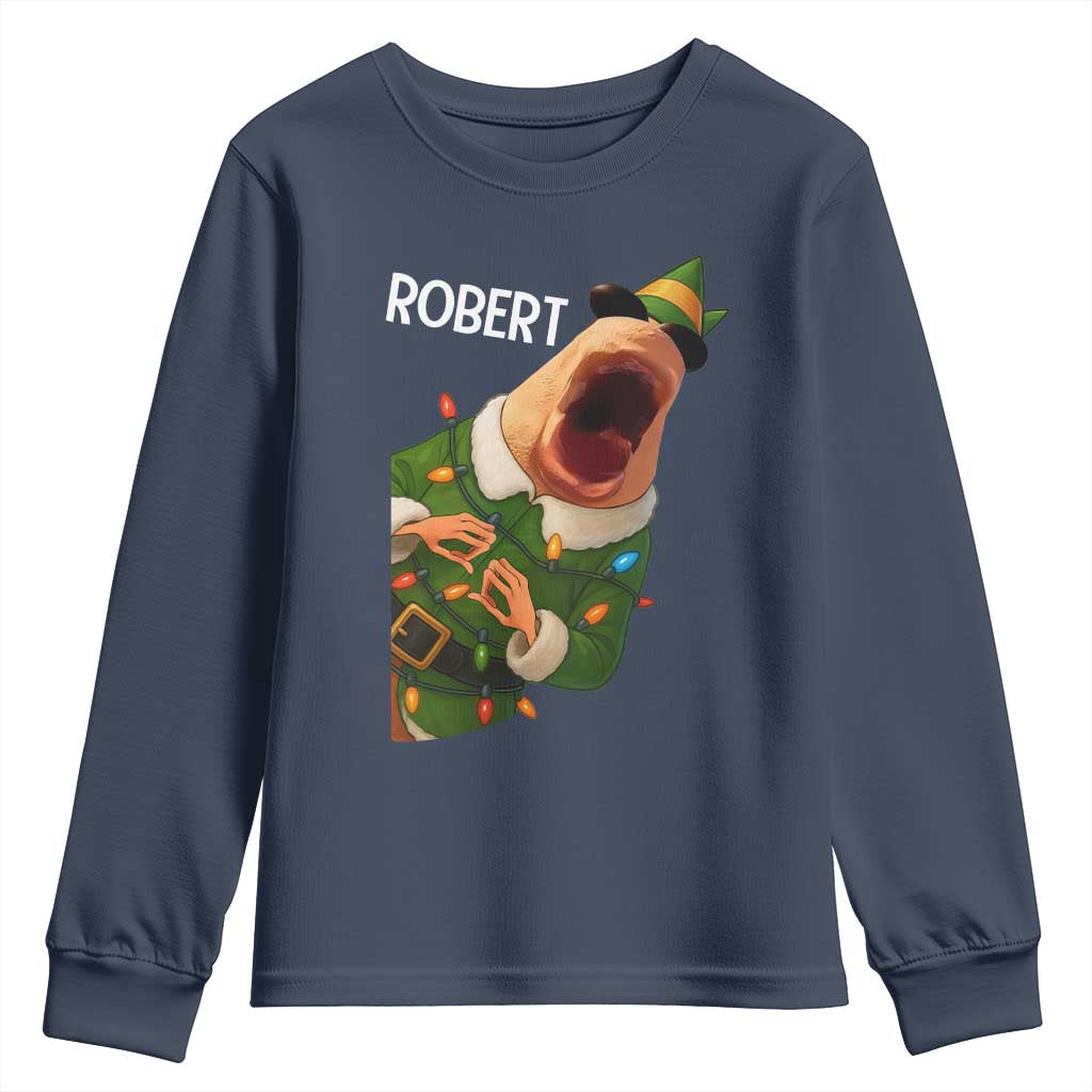 Funny Christmas Marcus The Worm Robert Xmas Elf Youth Sweatshirt - Wonder Print Shop