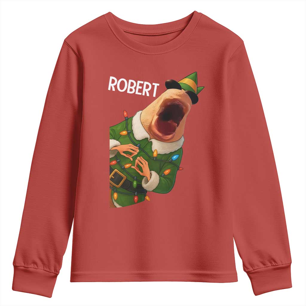 Funny Christmas Marcus The Worm Robert Xmas Elf Youth Sweatshirt - Wonder Print Shop