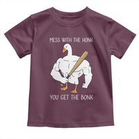 Funny Mess With The Honk You Get The Bonk Toddler T Shirt Muscle Silly Goose - Wonder Print Shop