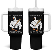 Funny Mess With The Honk You Get The Bonk Tumbler With Handle Muscle Silly Goose - Wonder Print Shop