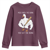 Funny Mess With The Honk You Get The Bonk Youth Sweatshirt Muscle Silly Goose - Wonder Print Shop