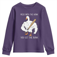 Funny Mess With The Honk You Get The Bonk Youth Sweatshirt Muscle Silly Goose - Wonder Print Shop