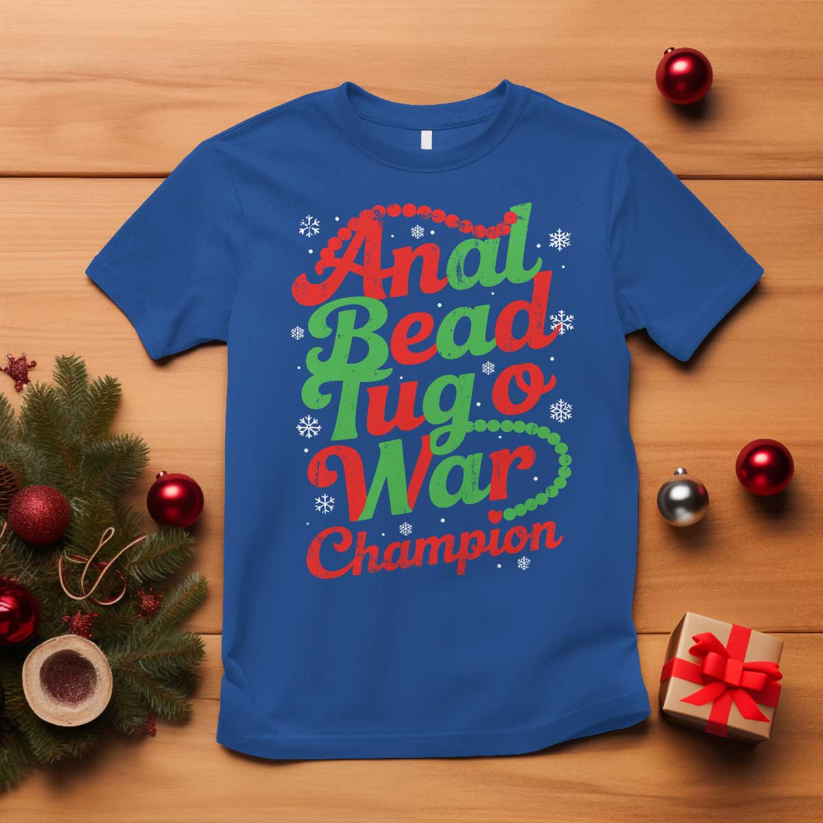 Funny Anal Bead Tug O War Christmas T Shirt Inappropriate Adult Humor Weird Cringe - Wonder Print Shop