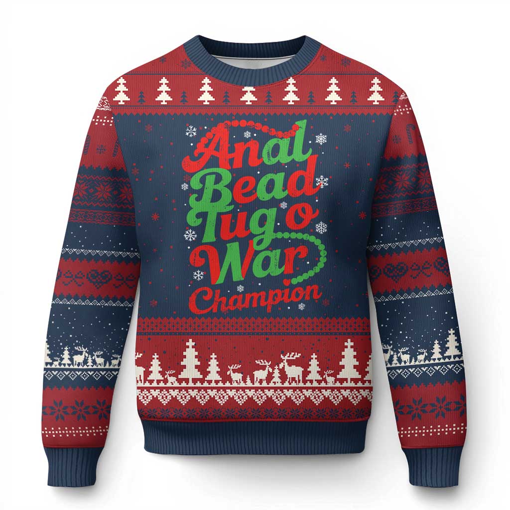 Funny Anal Bead Tug O War Xmas Ugly Christmas Sweater Inappropriate Adult Humor Weird Cringe - Wonder Print Shop