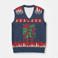 Funny Anal Bead Tug O War Xmas V-Neck Knit Sweater Vest Inappropriate Adult Humor Weird Cringe - Wonder Print Shop