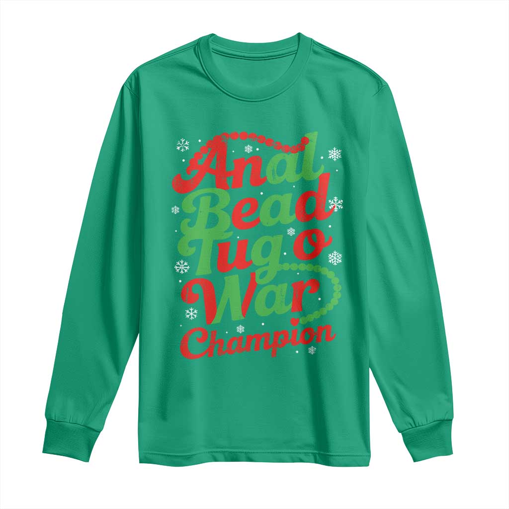 Funny Anal Bead Tug O War Christmas Long Sleeve Shirt Inappropriate Adult Humor Weird Cringe - Wonder Print Shop