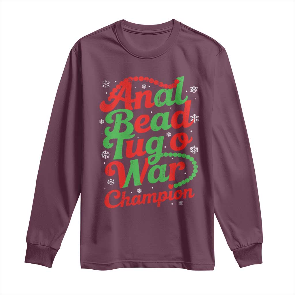 Funny Anal Bead Tug O War Christmas Long Sleeve Shirt Inappropriate Adult Humor Weird Cringe - Wonder Print Shop