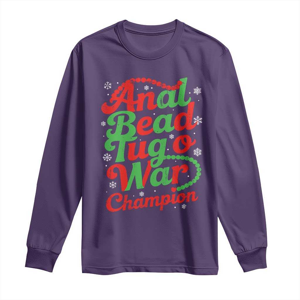 Funny Anal Bead Tug O War Christmas Long Sleeve Shirt Inappropriate Adult Humor Weird Cringe - Wonder Print Shop