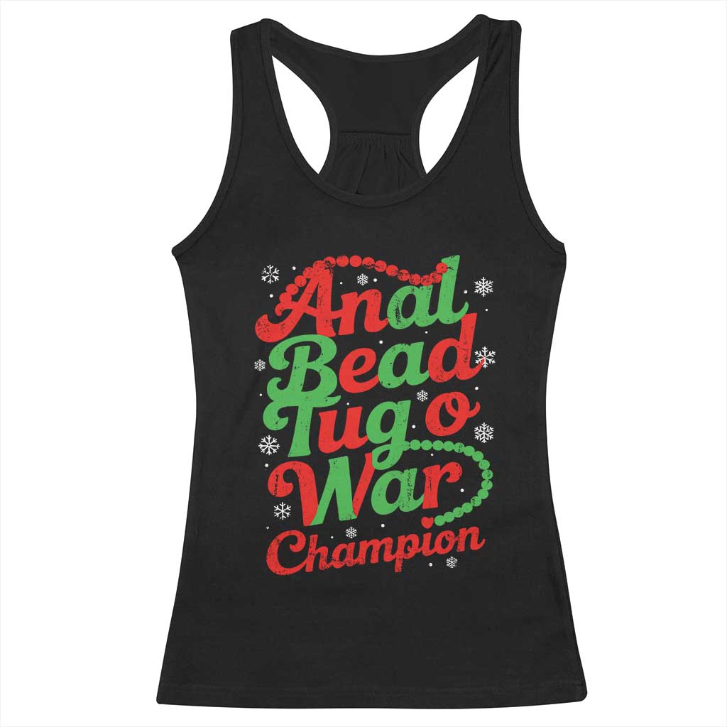 Funny Anal Bead Tug O War Christmas Racerback Tank Top Inappropriate Adult Humor Weird Cringe - Wonder Print Shop