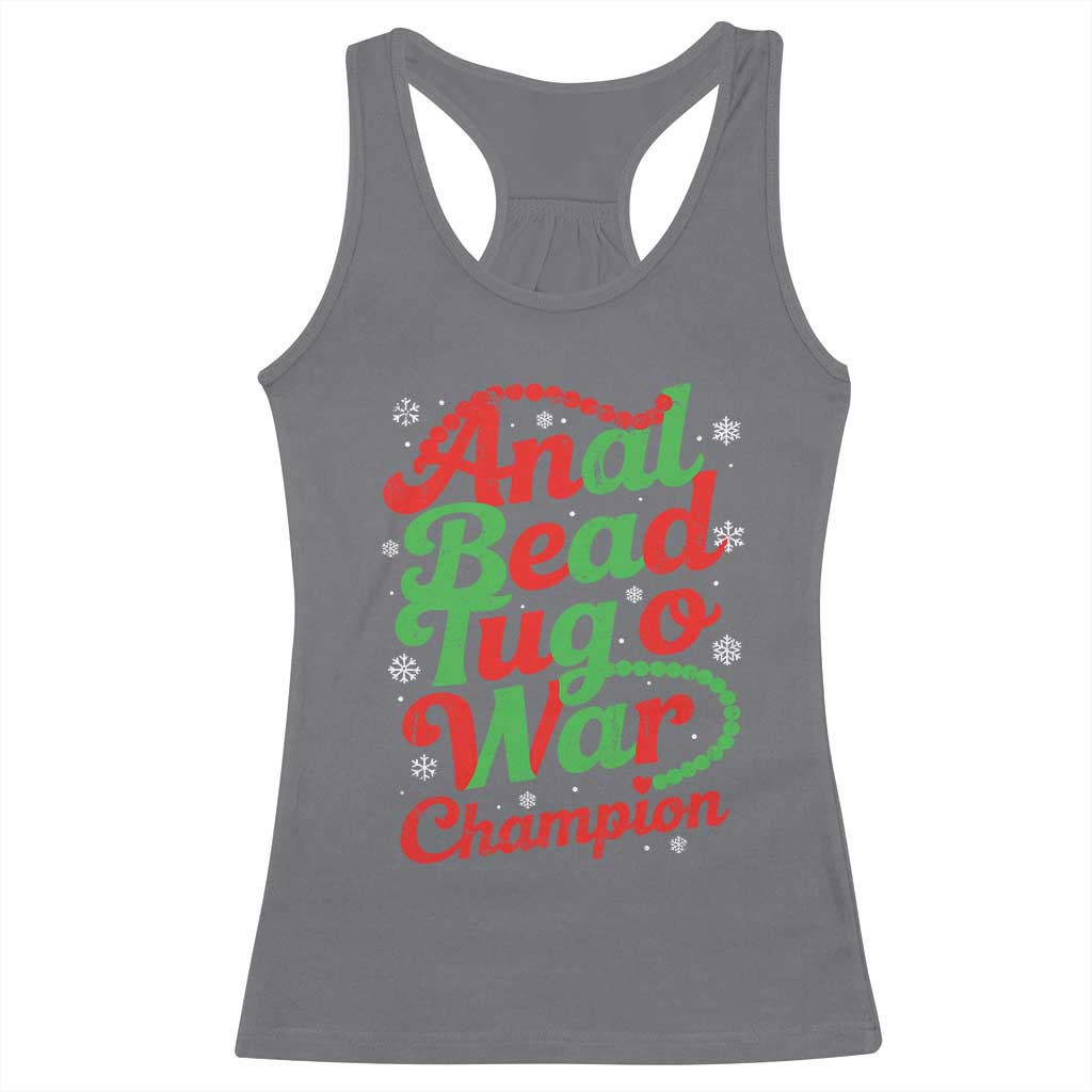 Funny Anal Bead Tug O War Christmas Racerback Tank Top Inappropriate Adult Humor Weird Cringe - Wonder Print Shop