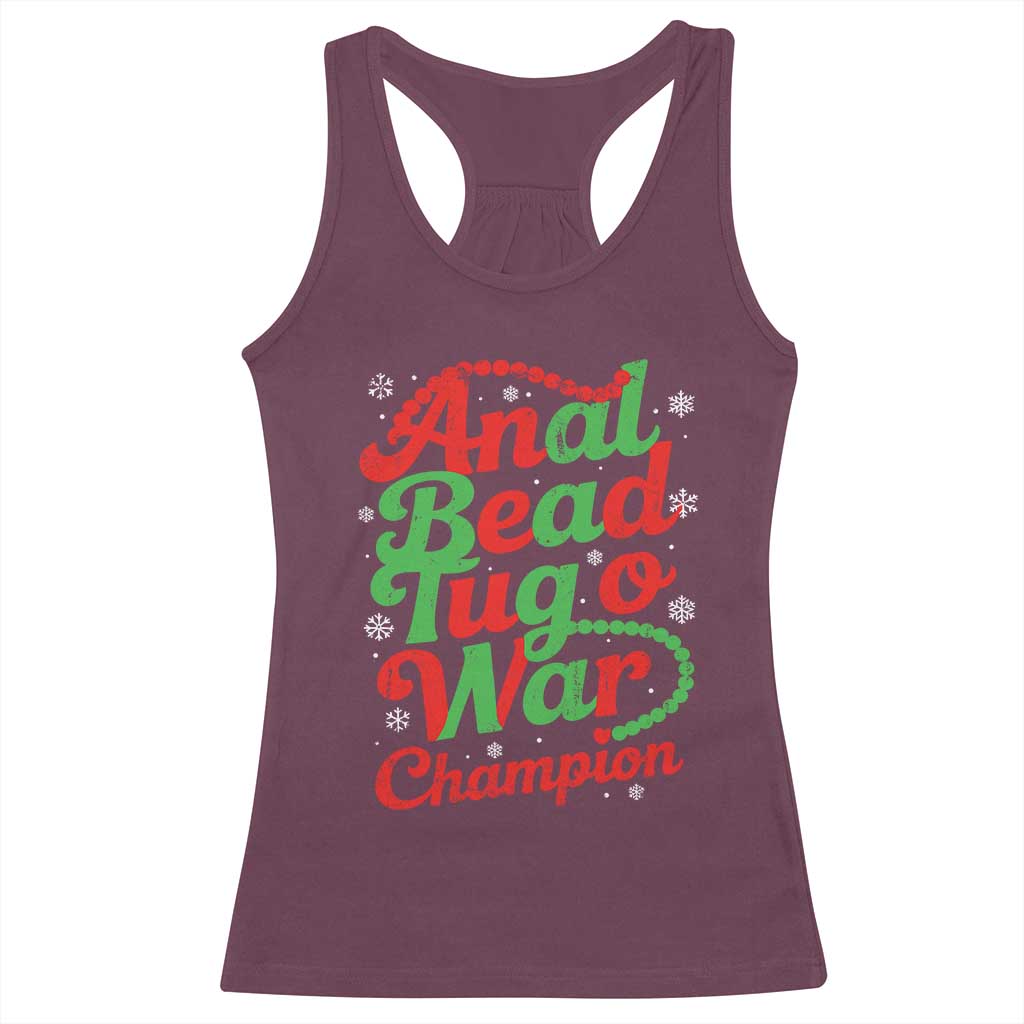Funny Anal Bead Tug O War Christmas Racerback Tank Top Inappropriate Adult Humor Weird Cringe - Wonder Print Shop