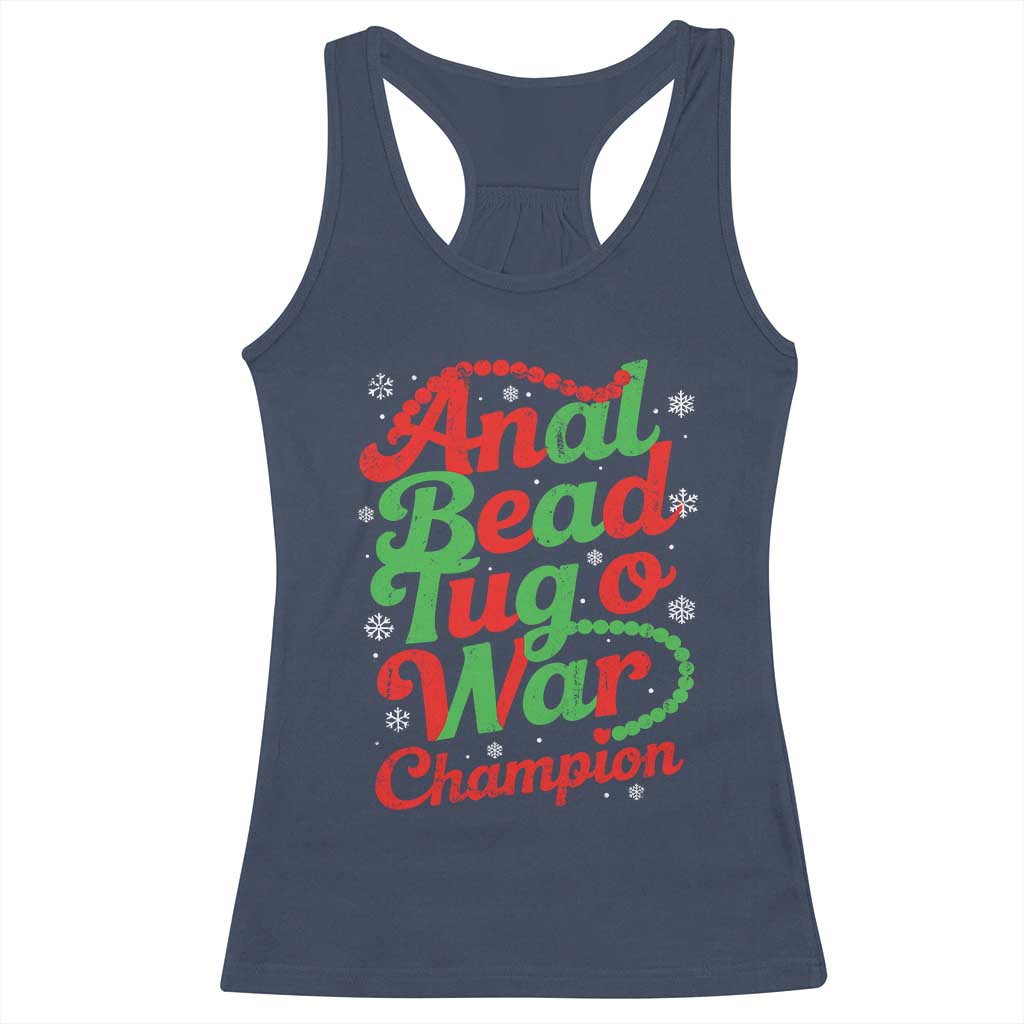 Funny Anal Bead Tug O War Christmas Racerback Tank Top Inappropriate Adult Humor Weird Cringe - Wonder Print Shop