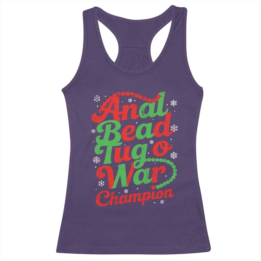 Funny Anal Bead Tug O War Christmas Racerback Tank Top Inappropriate Adult Humor Weird Cringe - Wonder Print Shop