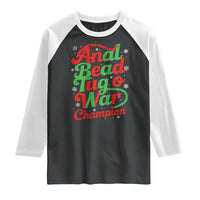Funny Anal Bead Tug O War Christmas Raglan Shirt Inappropriate Adult Humor Weird Cringe - Wonder Print Shop