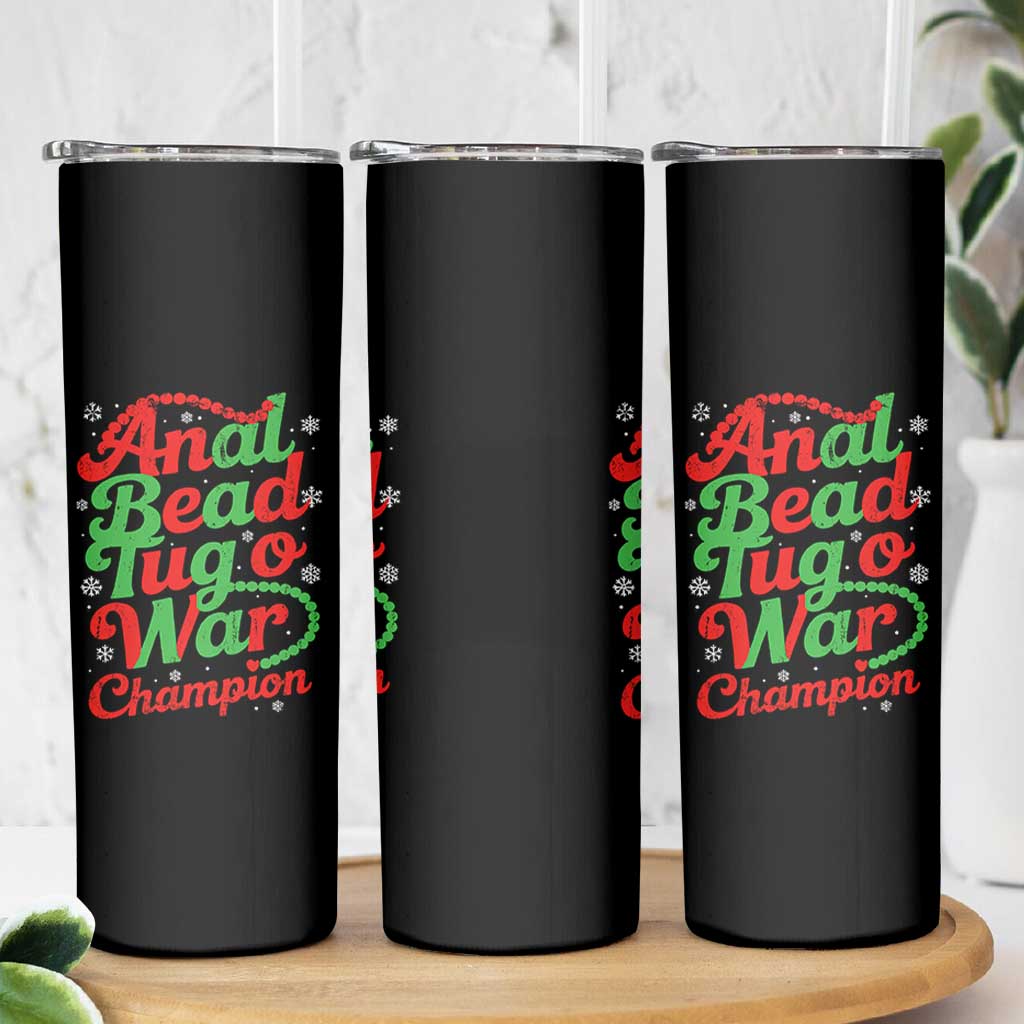 Funny Anal Bead Tug O War Christmas Skinny Tumbler Inappropriate Adult Humor Weird Cringe - Wonder Print Shop