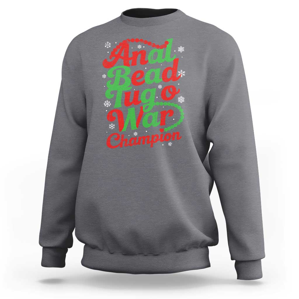 Funny Anal Bead Tug O War Christmas Sweatshirt Inappropriate Adult Humor Weird Cringe - Wonder Print Shop